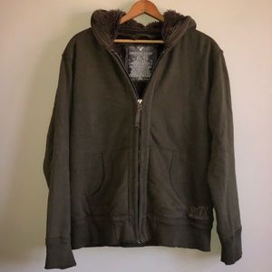 American Eagle Fur-Lined Zip-Up Hoodie